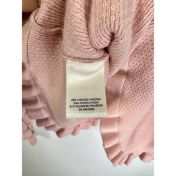 Ann Taylor Ruffle Sleeve Hem Sweater Top Womens 2XL Dusty Rose Pink Stretch NEW - Picture 4 of 7